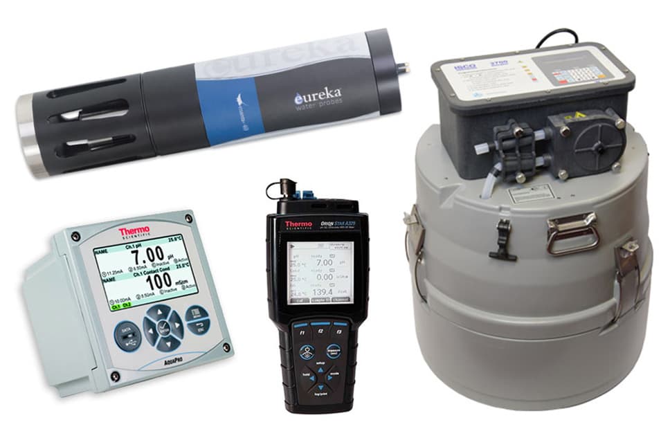 Professional water quality testing equipment and meters.